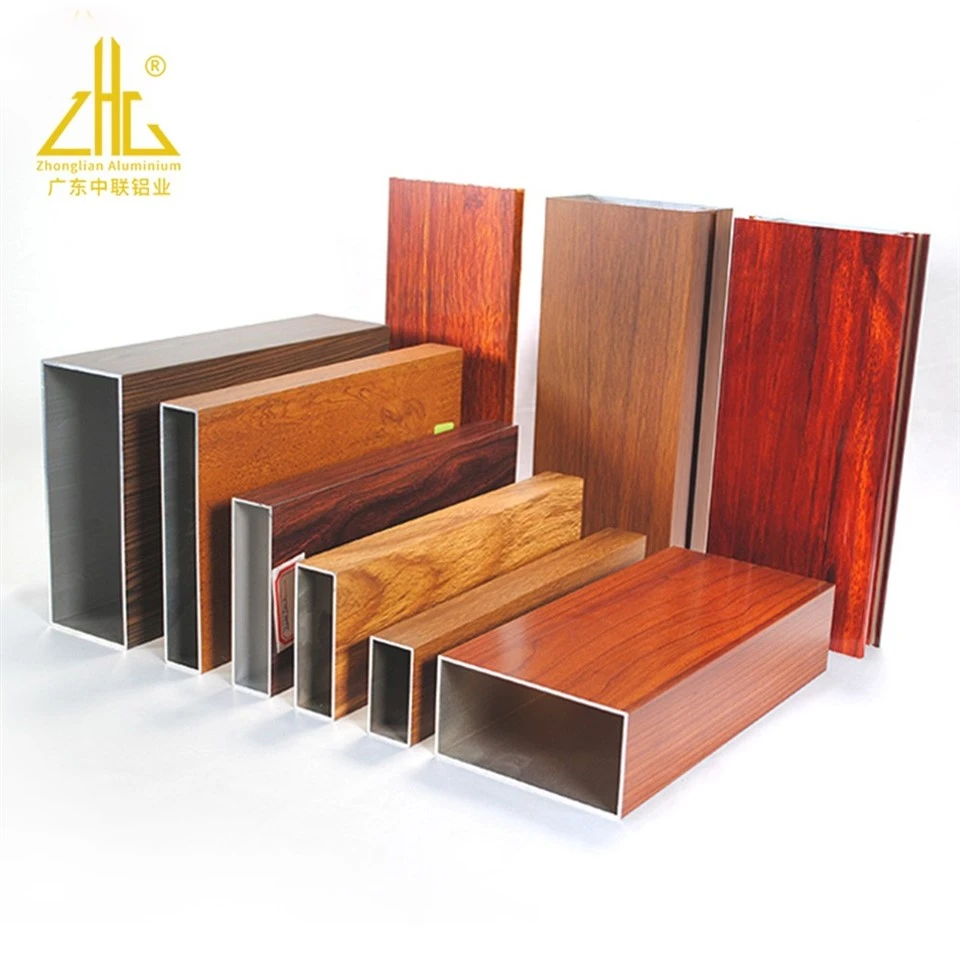 20-Year Warranty 6061 6063 Aluminum Wood Grain Look Aluminum Extruded Square Rectangular Tube