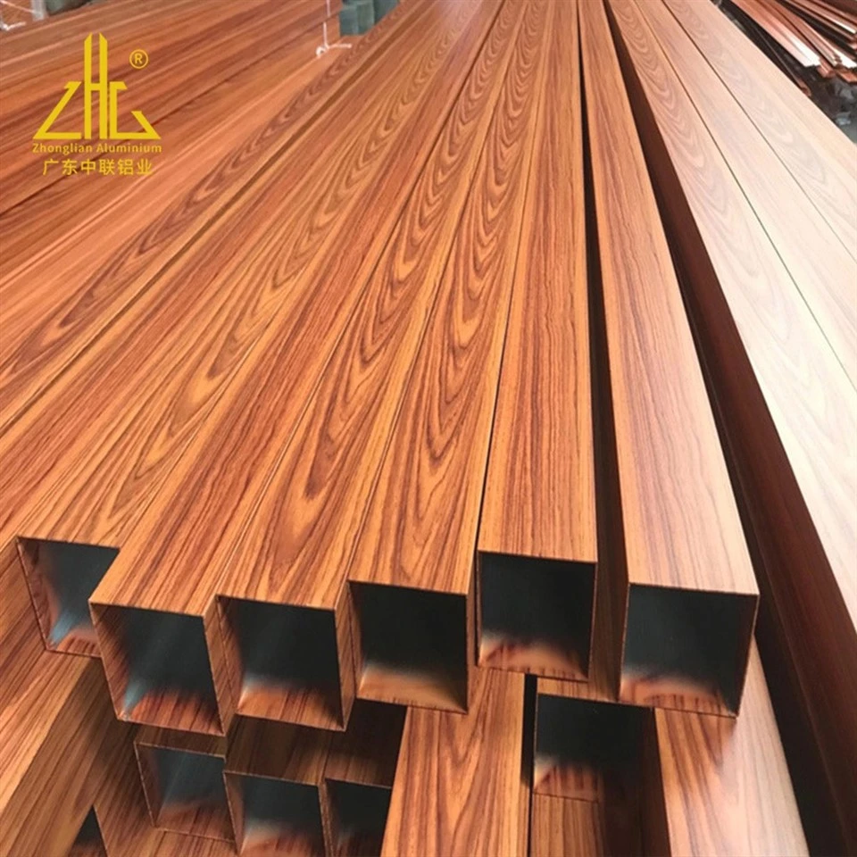 20-Year Warranty 6061 6063 Aluminum Wood Grain Look Aluminum Extruded Square Rectangular Tube